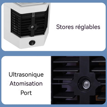 Ventilateur 17 cm Deux modes Humidification par brumisation Double bac à glaçons pour le refroidissement Ventilateur brumisateur
